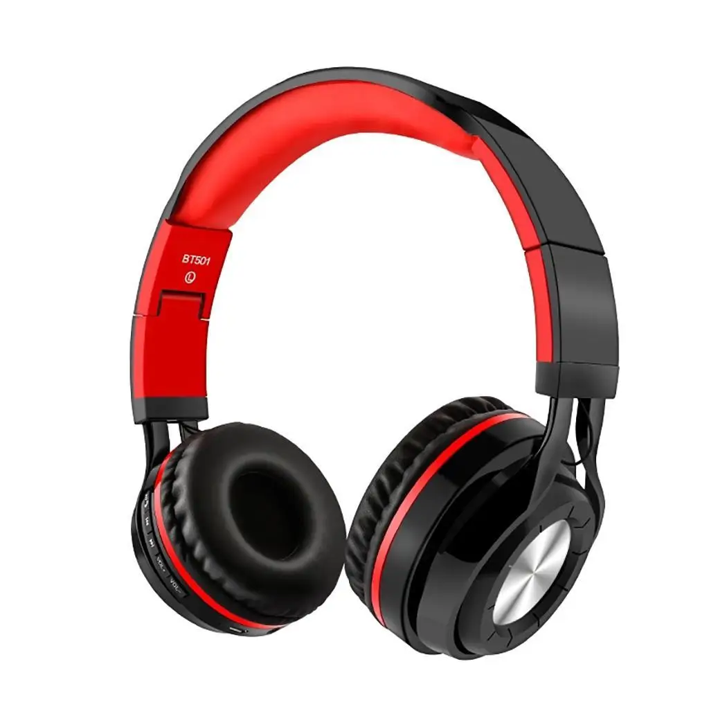 Беспроводная повязка с Bluetooth гарнитура бас портативный складной 110+/-3 дБ 40 мм 3,5 мм Музыкальный наушник 32 портативный - Цвет: black red