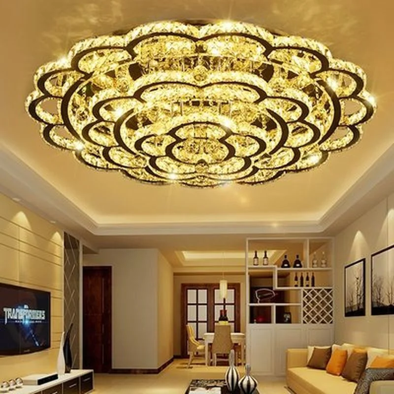 

Modern Plum Blossom Led Ceiling Chandeliers Lamp Lustre Crystal Chrome Metal Bedroom Led Chandelier Lighting Dimmable Led Lights