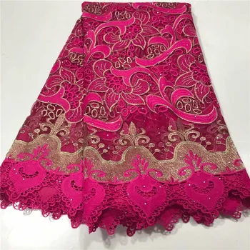 

African cord lace fabric with stone latest african laces Swiss Voile high end guipure lace nigerian lace fabrics for women dress