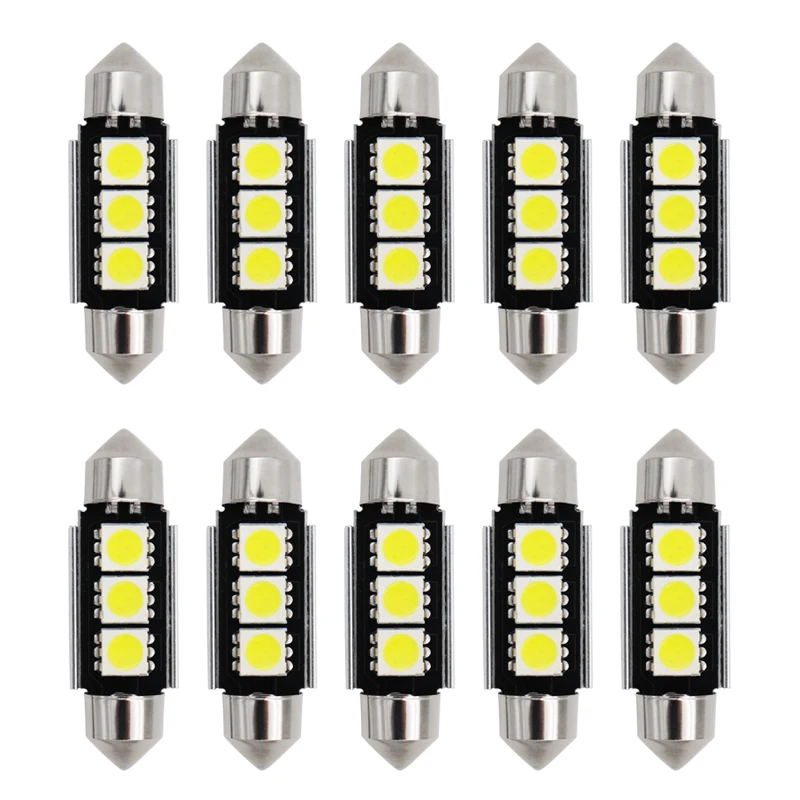 36 мм/39 мм C10W C5W 3SMD 3 SMD 5050 Светодиодные лампы canbus лампы автомобиля свет номерного знака подсветка для автомобильного номера внутренний купол лампа белый AC/DC 12V