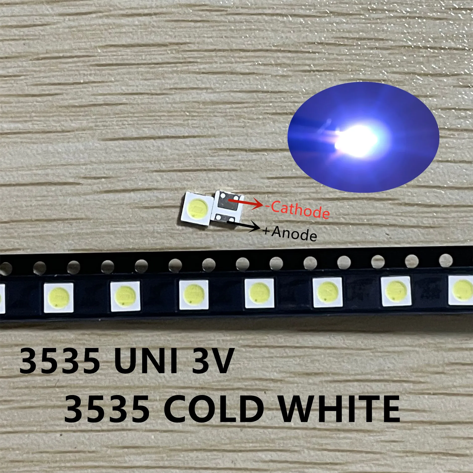 200 шт. UNI 3537 3535 1 Вт Светодиодный чип-2 90LM 3v холодный белый ЖК-подсветка для ТВ