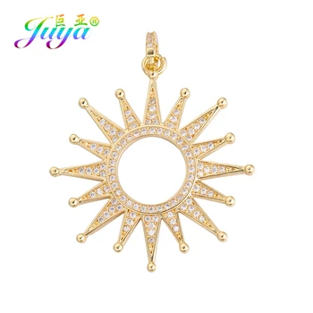 

Juya DIY Micro Pave Zircon Luxury Gold Sun Star Pendant Charms For Handmade Fashion Women Needlework Jewelry Making Accessories
