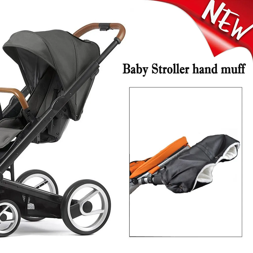 Winter Baby Stroller Muff Hand Warmer Black Waterproof Baby Stroller Hand Muff New Carriage Muff Glove Stroller Accessories