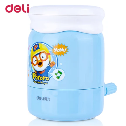 Автоматическая точилка для карандашей Deli Pororo, милая ручная точилка для карандашей для детей, нож из сплава не легко сломать - Цвет: Синий