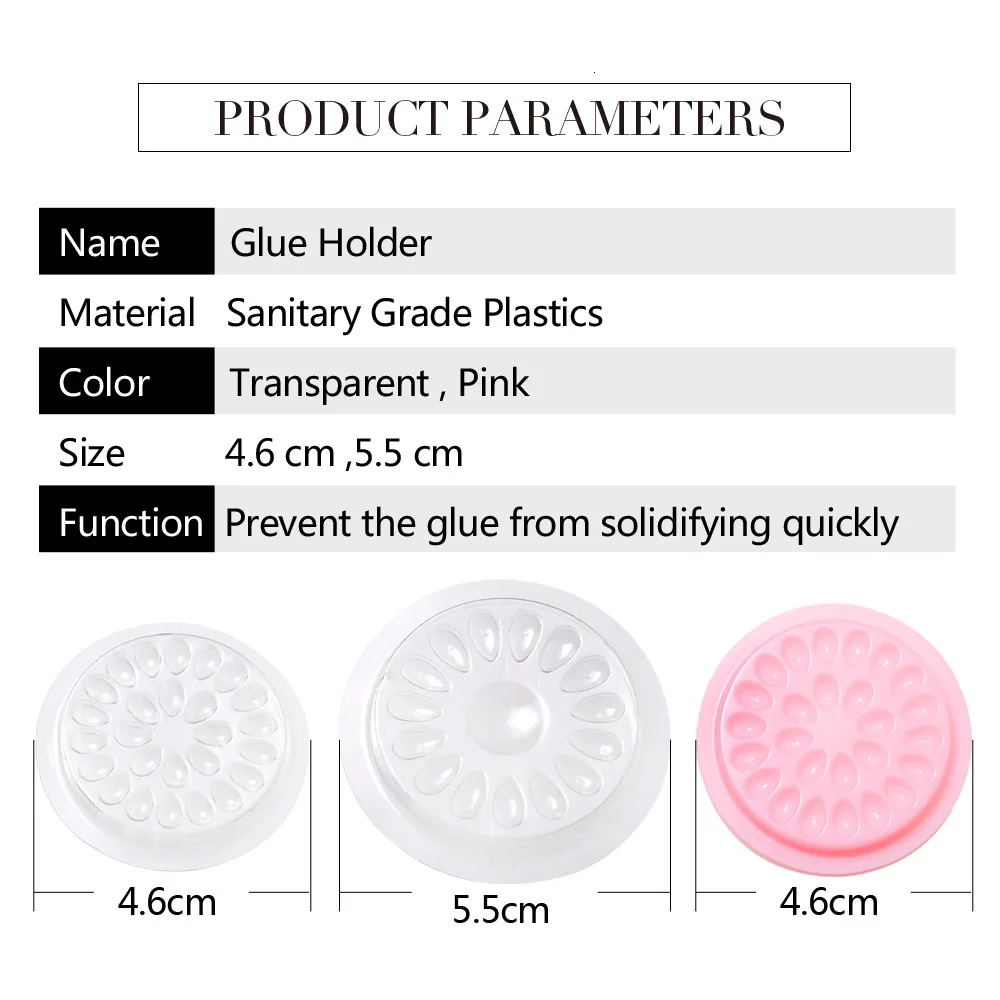 1pc false Eyelashes Glue Holder Pink Eyelash Extension Glue Holder Pallet Pads Gasket Plastic Tranparent for 2