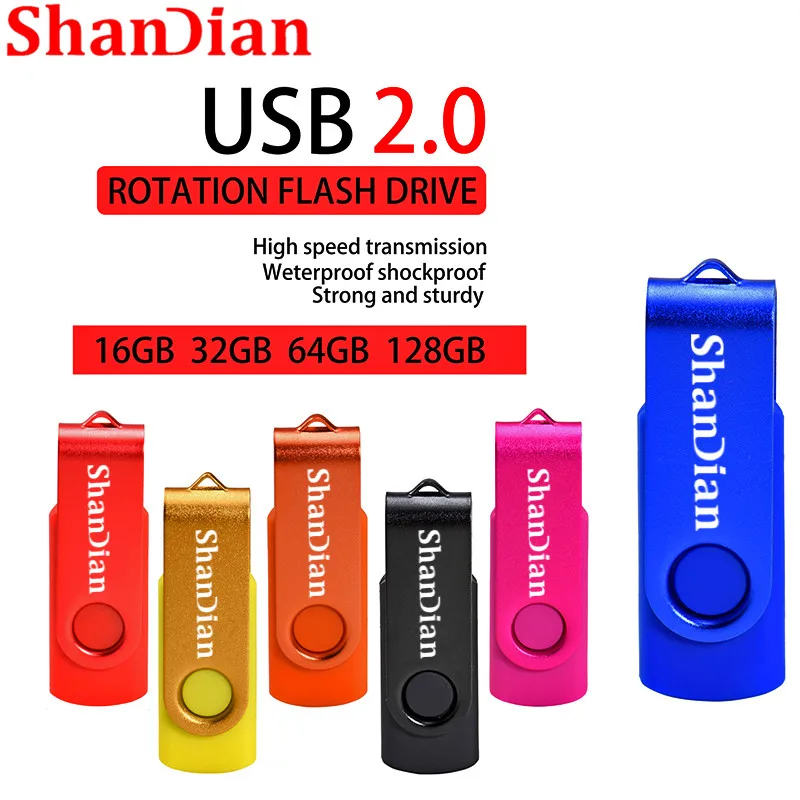 SHANDIAN новые USB флеш-накопители поворотные внешние флешки 64 ГБ 32 ГБ 16 ГБ 8 ГБ 4 ГБ карта памяти usb креативная флешка
