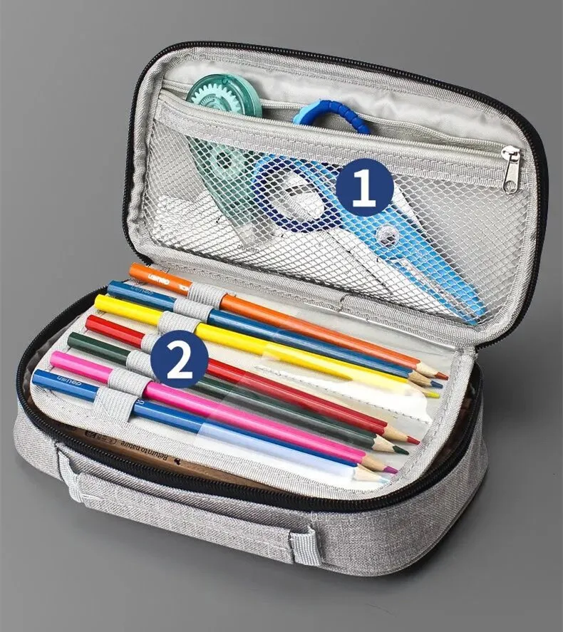 Trousse Ovale Trousse Lilo & Stitch école - Porte-stylos Ovale Avec élastiques - Poche Zippée Bleu Ciel Et Rose 23cm Stitch Fille