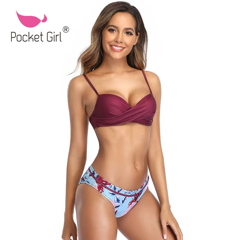Pocket Girl 2020 купальник женский раздельный Женский комплект бикини с цветочным