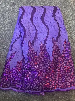 

2020 New French Milk Silk Net Lace Fabric 2019 High Quality African Tulle Lace Fabric With Sequins For Nigerian Wedding Dress