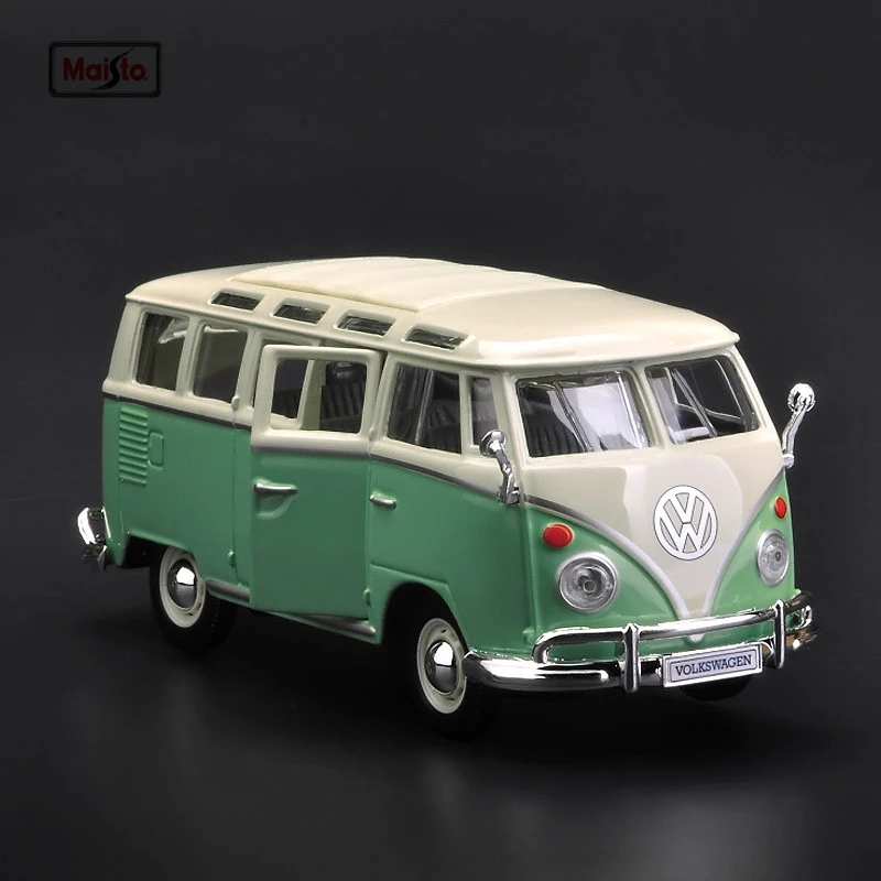 Model Toy Car Diecast Samba Miniature Camper Green VW VOLKSWAGEN BUS 1:64 7 cm