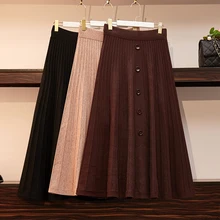 Женские офисные юбки-карандаш размера плюс, Осень-зима, длинные плиссированные юбки с высокой талией, женские юбки K0495