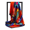 90*90cm square silk scarf Women Shawl Print Satin Hijab Female Luxury Brand Square Lady muffler coverchief bandanna pareo girl 4