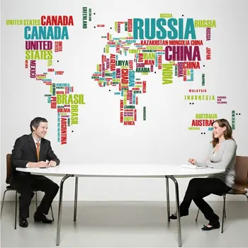 

2pcs/set World Map Country Wall Sticker Home Office Decor WallPaper Wall Poster Children Decoration Home For Bedroom DIY