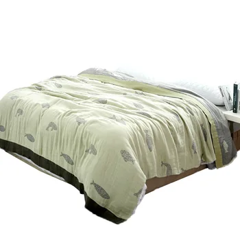 

Soft Knitted Cotton Towel Quilt Single Double Season Gauze Towel Blanket Bamboo Cotton Blanket Student Comfort Quilt
