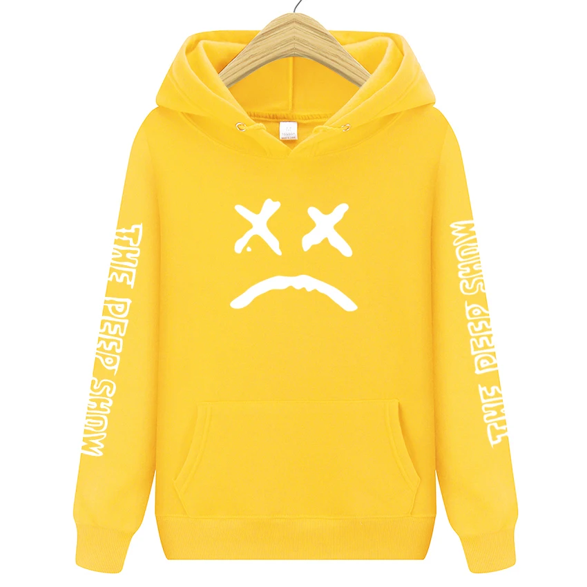 Цвет: желтый Бренд, мужская толстовка с длинным рукавом, с надписью lil. peep, толстовки с принтом, мужские толстовки, флисовая модная Толстовка в стиле хип-хоп, мужская Толстовка s - Цвет: Цвет: желтый