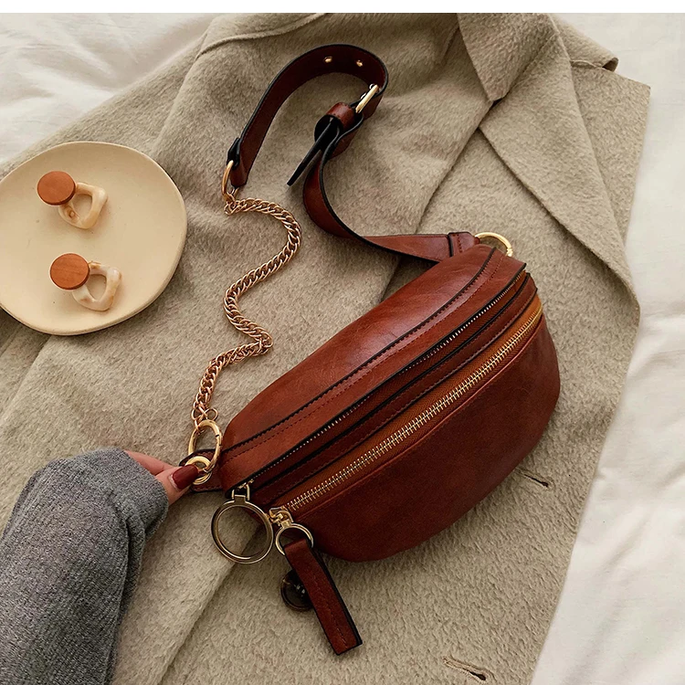 [BXX] Женская кожаная сумка через плечо в стиле ретро, женская сумка через плечо, одноцветные сумки, кошельки, нагрудные сумки на цепочке HI751