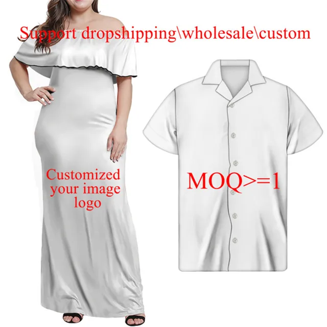 Jackherelook Womens Vintage Maxi Dresses Samoan Hibiscus Polynesian Tribal Brand Design Summer Unisex Clothes Off Shoulder Dress Blue