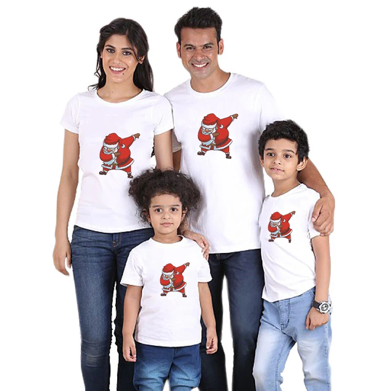 Рождественские одинаковые комплекты для семьи, футболка с оленем и Сантой для мамы, дочки, папы и сына, одежда для всей семьи