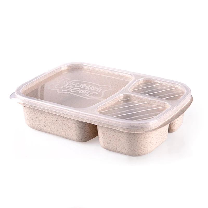 Натуральный материал Ланч Bento Box еда с подогревом термос контейнер кухня обеденные инструменты-бежевый