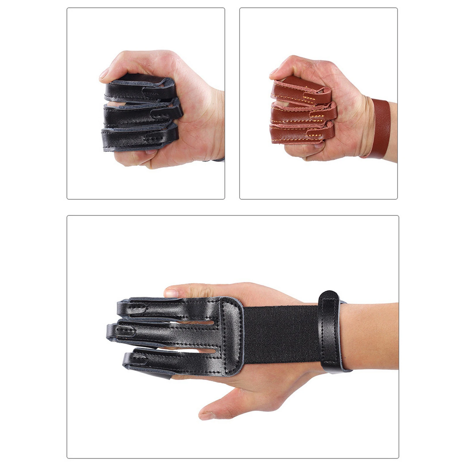 Leather 3 Finger Arrow Release String Gloves Archery Bow Protector Guard_guy3 
