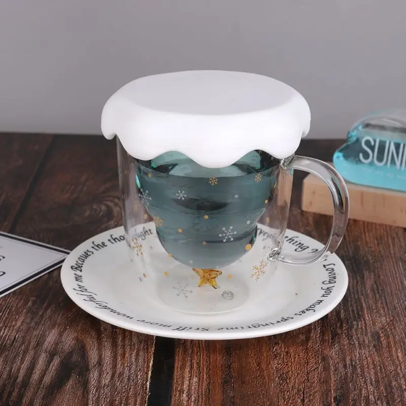 

300ml Christmas Tree Milk Cup Double-layer Insulating Cup Princess Breakfast Water Drinking Mug Tea Milk Bottle Birthday Gifts
