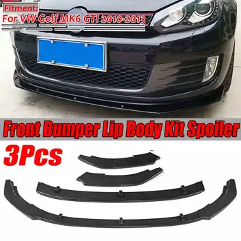 

Carbon Fiber Look 3Pcs Car Front Bumper Splitter Lip Diffuser Spoiler Guard Cover Trim Body Kit For VW Golf MK6 GTI 2010-2013