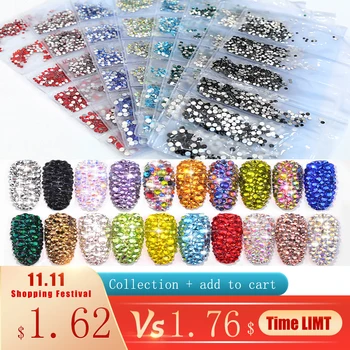 

1600pcs SS4-SS12 Glass Nail Art Rhinestones Crystal Flatback Nail Art Strass Charm Design for DIY Nail Decoration B0919