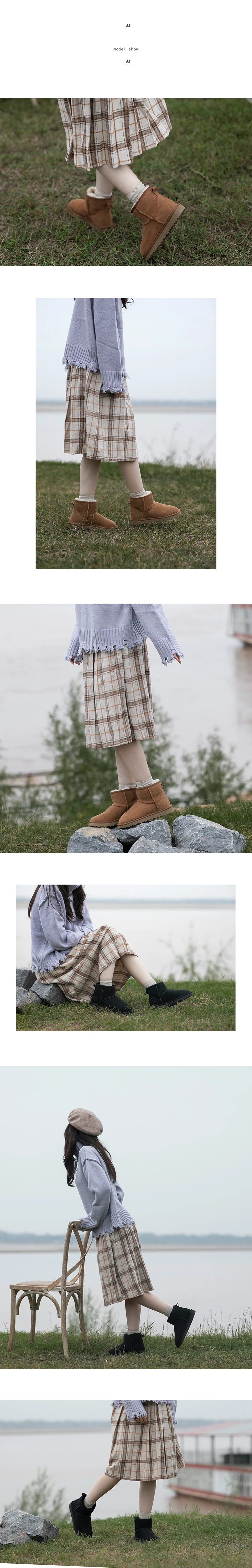 Tayunxing/Женская обувь ручной работы из натуральной кожи; зимние сапоги без застежки; удобная теплая зимняя обувь на танкетке и низком каблуке; Снегоступы 5854