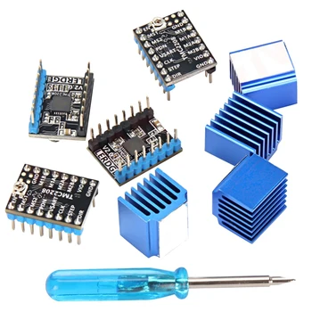 

HOT-3D Printer Parts 4PCS Stepstick TMC2208 Stepper Motor Driver Super Silent with New Heat Sinks Replace TMC2100