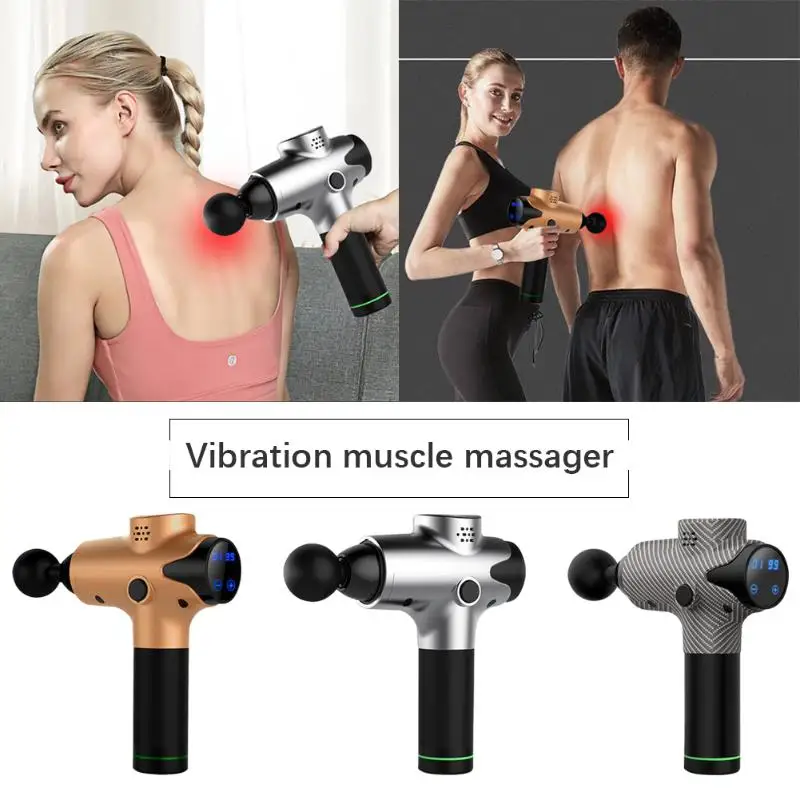 

LCD Display Massage Gun Deep Muscle Massager Muscle Body Massage Pain Relief Exercising Relaxation Slimming Massage Gun