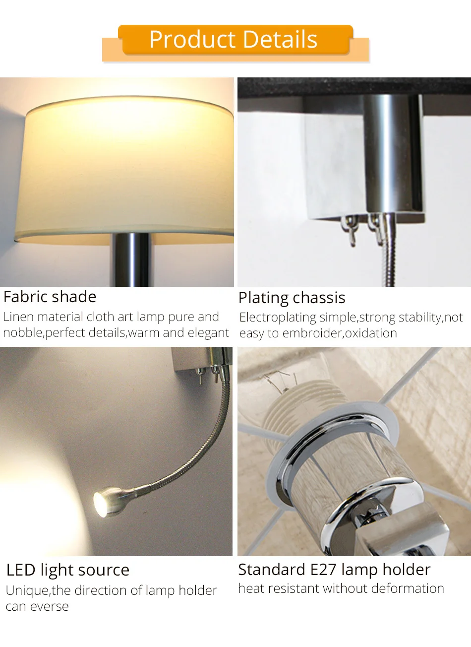 Modern LED Wall Lamp with Switch E27 Bulb Bedroom Sconces Indoor Vanity Bathroom Industrial Decoration Home Wall Mounted Light (6)