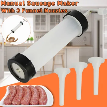 

Manual Sausage Maker Tube Syringe Meat Fillers Machine Nozzle Sausage Meat Stuffer Sausage Filler Machines Funnel Kitchen