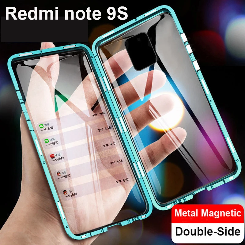 For Xiaomi Redmi Note 7 8 9s 9 Pro Max Phone Case Double Sided Glass 360 Full Cover Magnetic Adsorption Metal Frame Casing cover | Мобильные