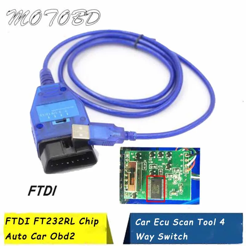 Новые FTDI FT232R чип Авто Obd2 Диагностический кабель для Fiat VAG USB Интерфейс ЭБУ автомобиля сканирующий инструмент 4 позиционный переключатель