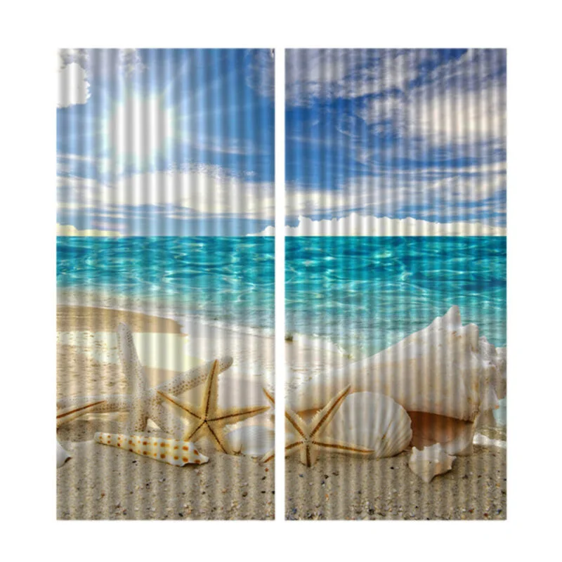 2pcs Set Panels Room Decoration Thermal Insulated 3D Window Curtain 55 x 39 Inch - Цвет: Starfish