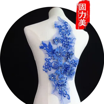 

10pc red gold black burgundy green embroidered flower floral pearl and rhinestone beaded lace patch applique