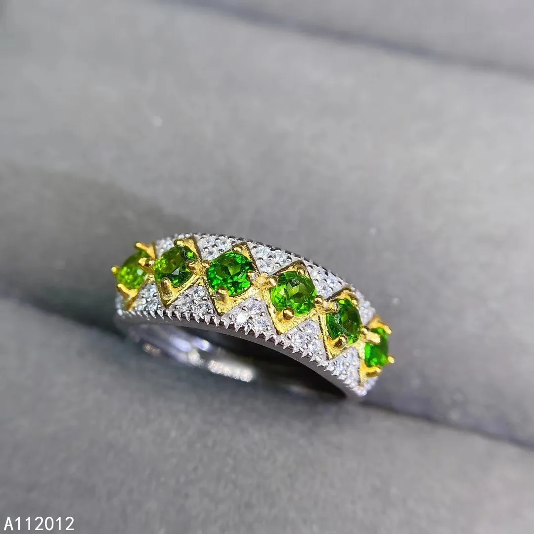 

KJJEAXCMY fine jewelry S925 sterling silver inlaid natural Diopside new girl lovely ring support test Chinese style with box