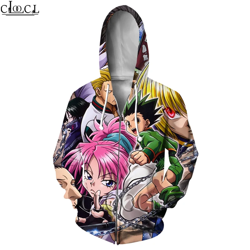 

Толстовка HX с забавным японским аниме Hunter X Hunter 3D принтом, пуловер для мужчин и женщин, новая модная повседневная толстовка в стиле Харадзюку на молнии, толстовки, топы