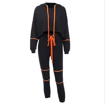

Fashion patchwork sweatshirt two set women