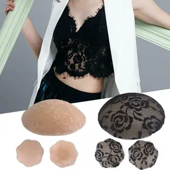 

1 Pair Reusable Nipples bra sticker Self Adhesive Silicone Lace Breast Nipple Cover round plum type Lace Breast Nipple sticker