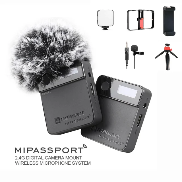 Relacart Mi1 Mipassport Portable Lavalier Mic 2.4G Wireless Microphone System Podcast Interview Vlogging for camera