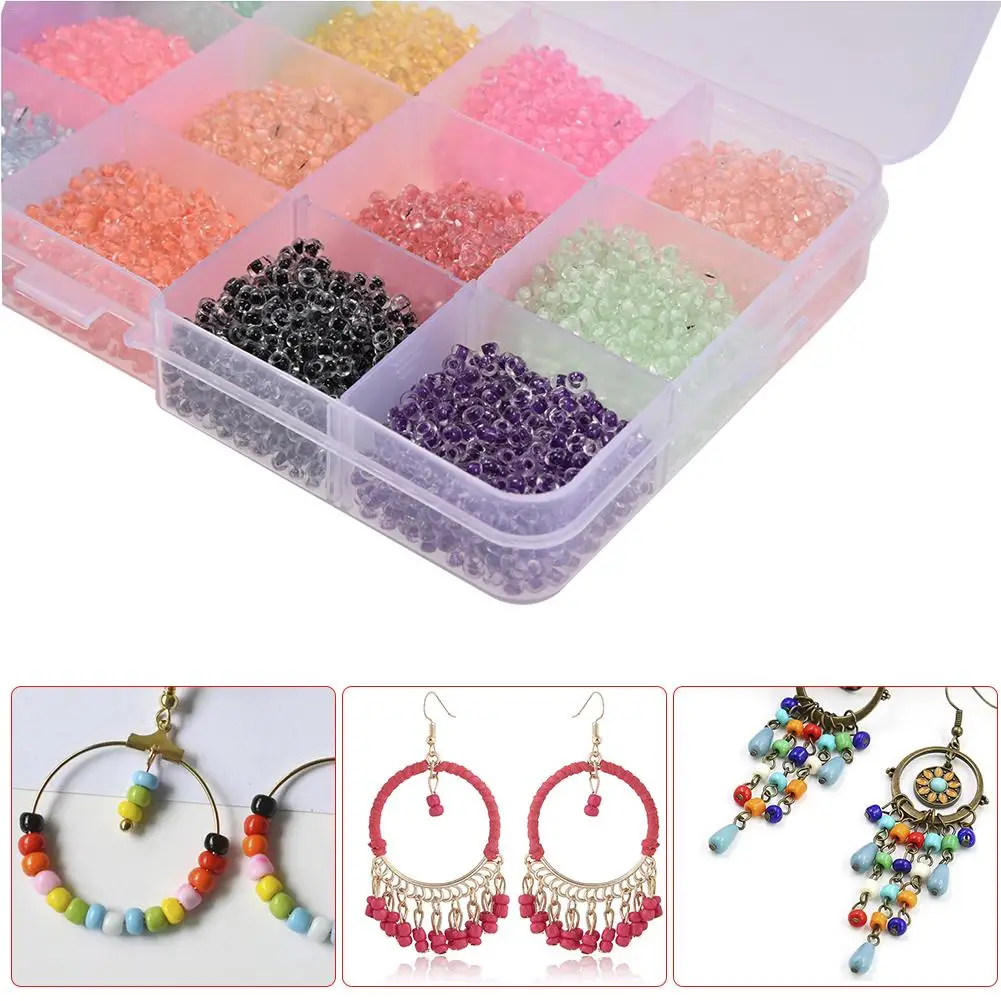 

15 Multicolor Assortment Glass Seed Beads DIY Jewelry Making Supplies Beads For Bracelet Necklace Crafting Manual Wedding Crafts