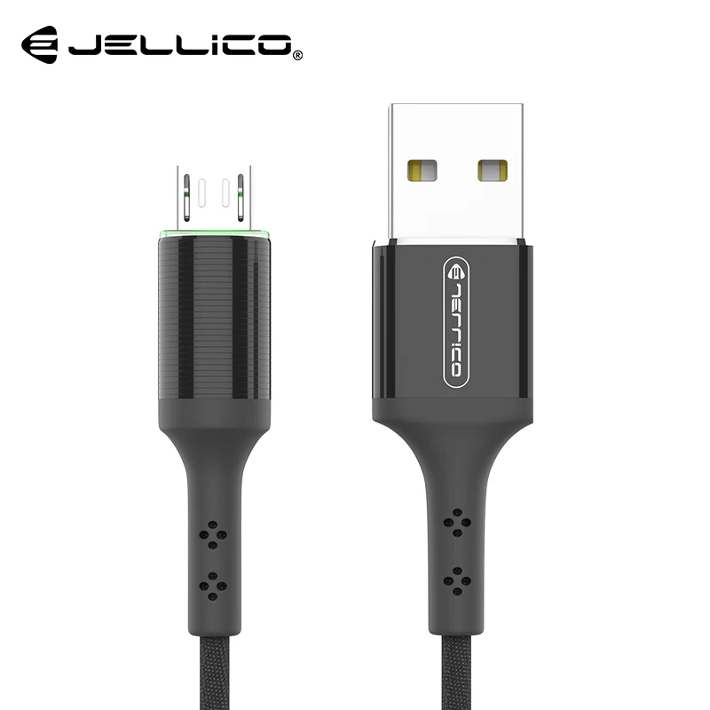 Черный Jellico светодиодный кабель Micro USB для Xiaomi Redmi 4X Note 5 Реверсивный Micro usb кабель для зарядки samsung S7 мобильный телефон - Цвет: Черный