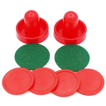 

8pcs Red Hockey Equipment Tables Table Game Plastic Air Hockey Pushers Puck Game Tables Goalies Accessory