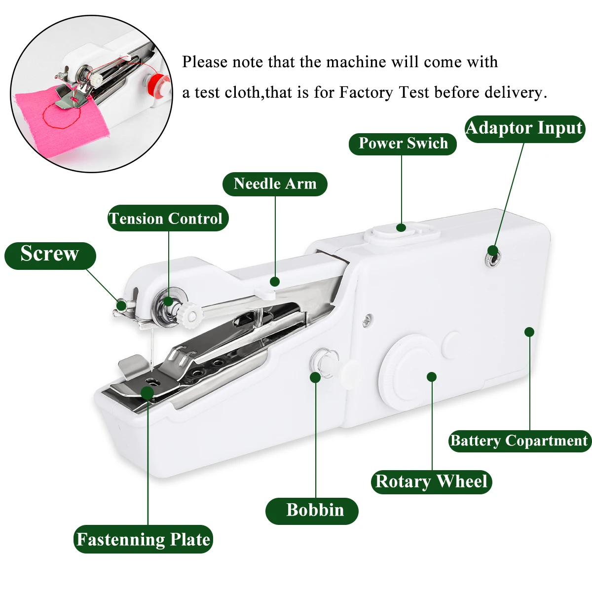 Portable Sewing Machine Mini Professional Cordless Sewing Handheld Electric Household Tool Fabric Clothing Home Travel Manual