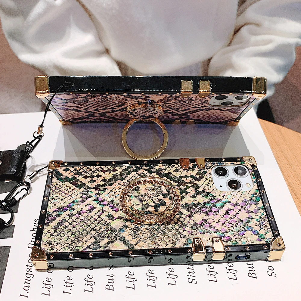 Snake Skin Case For Samsung Note10 Plus S10e S10 Plus S9 S8 Note9 Note8 A10 A20 A30 A50 A70 M20 M30 Square Gradient Color Case (8)