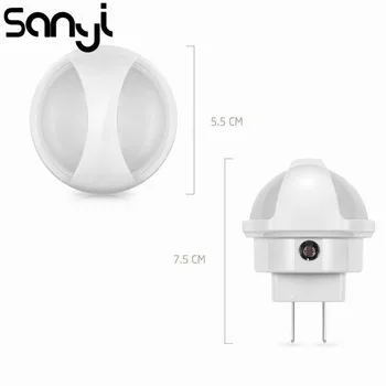 

Sanyi Auto ON/OFF Night Light EU/US Plug LED Bedroom Lamp Built-in Light Sensor For Kids Portable Warm White LED Night Lamp