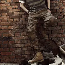 Tide Vogue повседневные мужские свободные мульти карманные длинные камуфляжные печатные военные брюки карго Брюки Комбинезоны