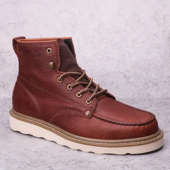 

shoe top layer oil wax double color leather men's high top fashion shoes Martin boots men's Boots Men's men's shoes