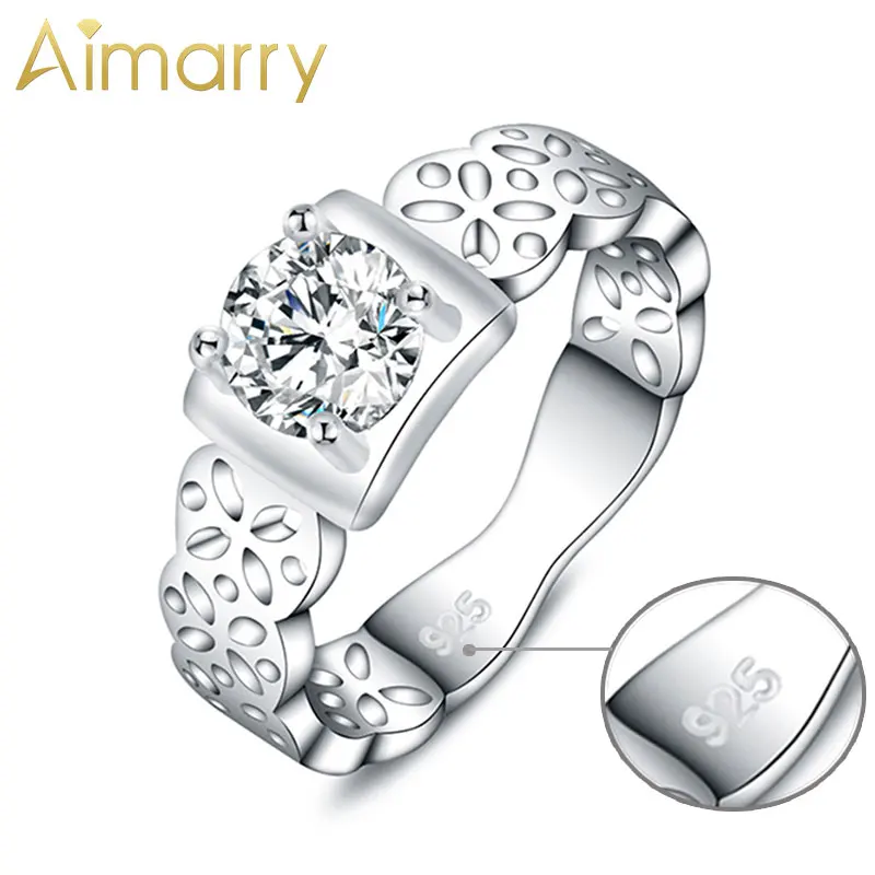 Aimarry 925 стерлингового серебра ювелирные изделия AAA циркон кольцо полое необычное
